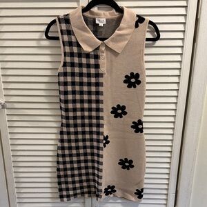 Le Lis Black and Tan Knit Minidress